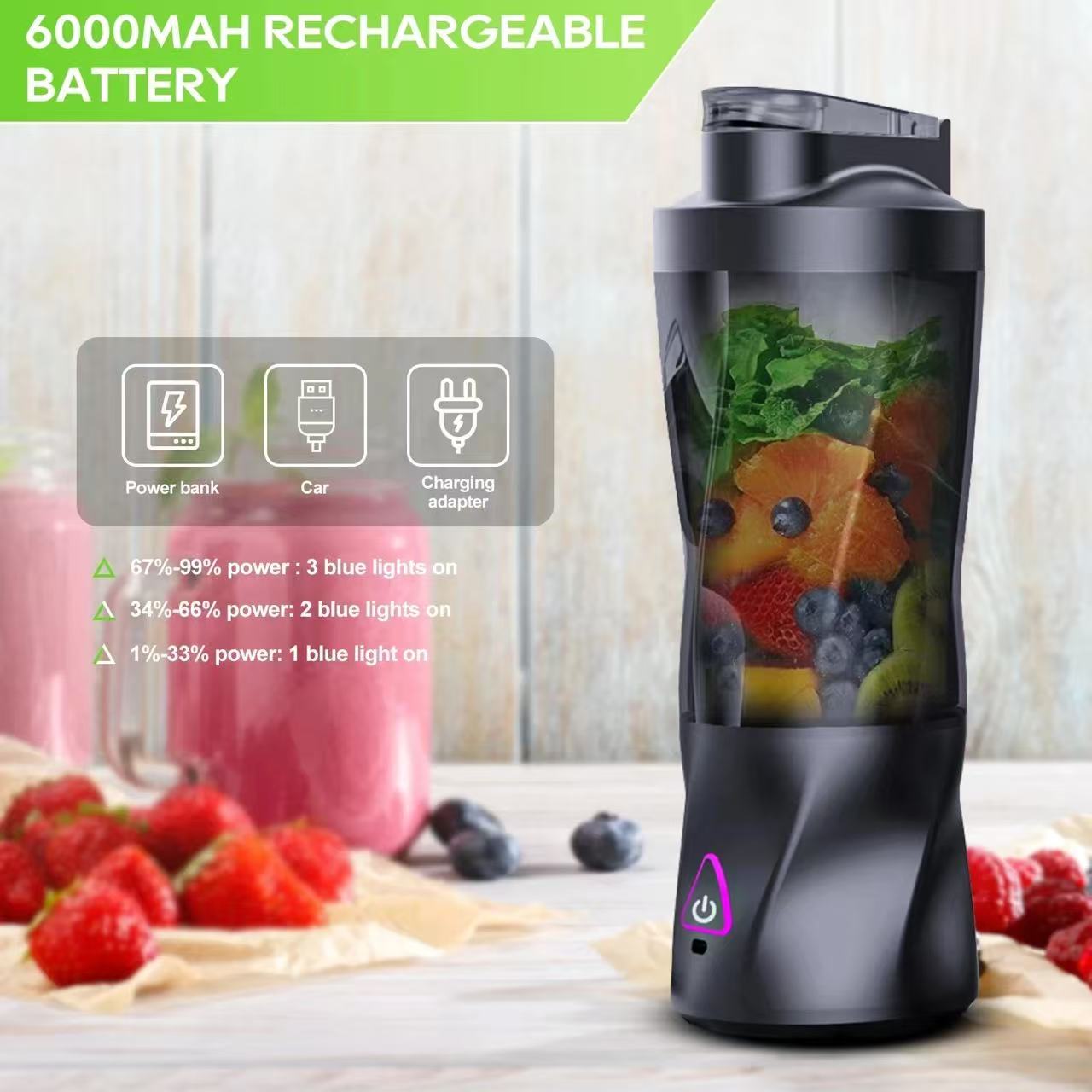 Portable Blender Usb Rechargeable - عصارة كهربائية محمولة سعة 700 مل