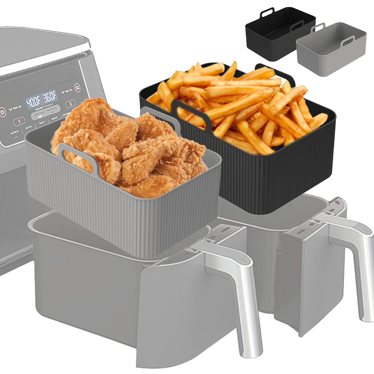 Air Fryer Silicone Pot Liner - بطانة مقلاة هوائية من السيليكون لملحقات