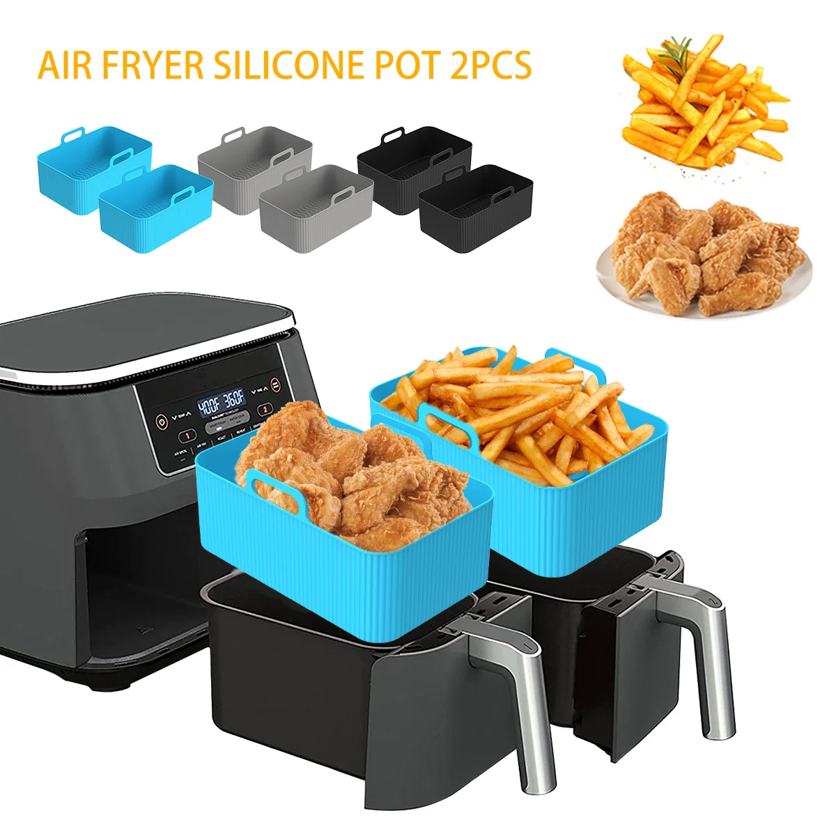 2 قطعة مقلاة الهواء سيليكون بط - مراجعة Air Fryer Silicone Pot Liner وسعره