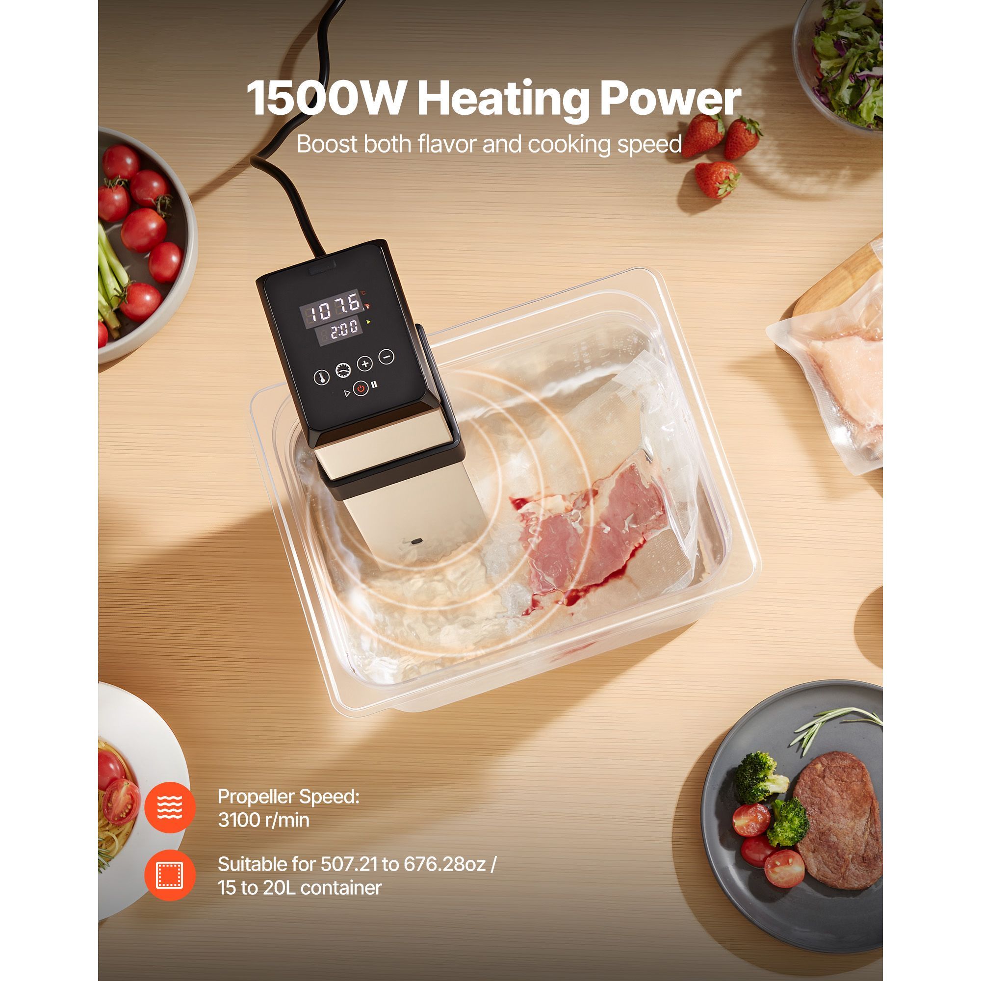 جهاز طهي سو فيد بقوة 1500 واط  - مراجعة Digital Sous Vide Precision Cooker وسعره