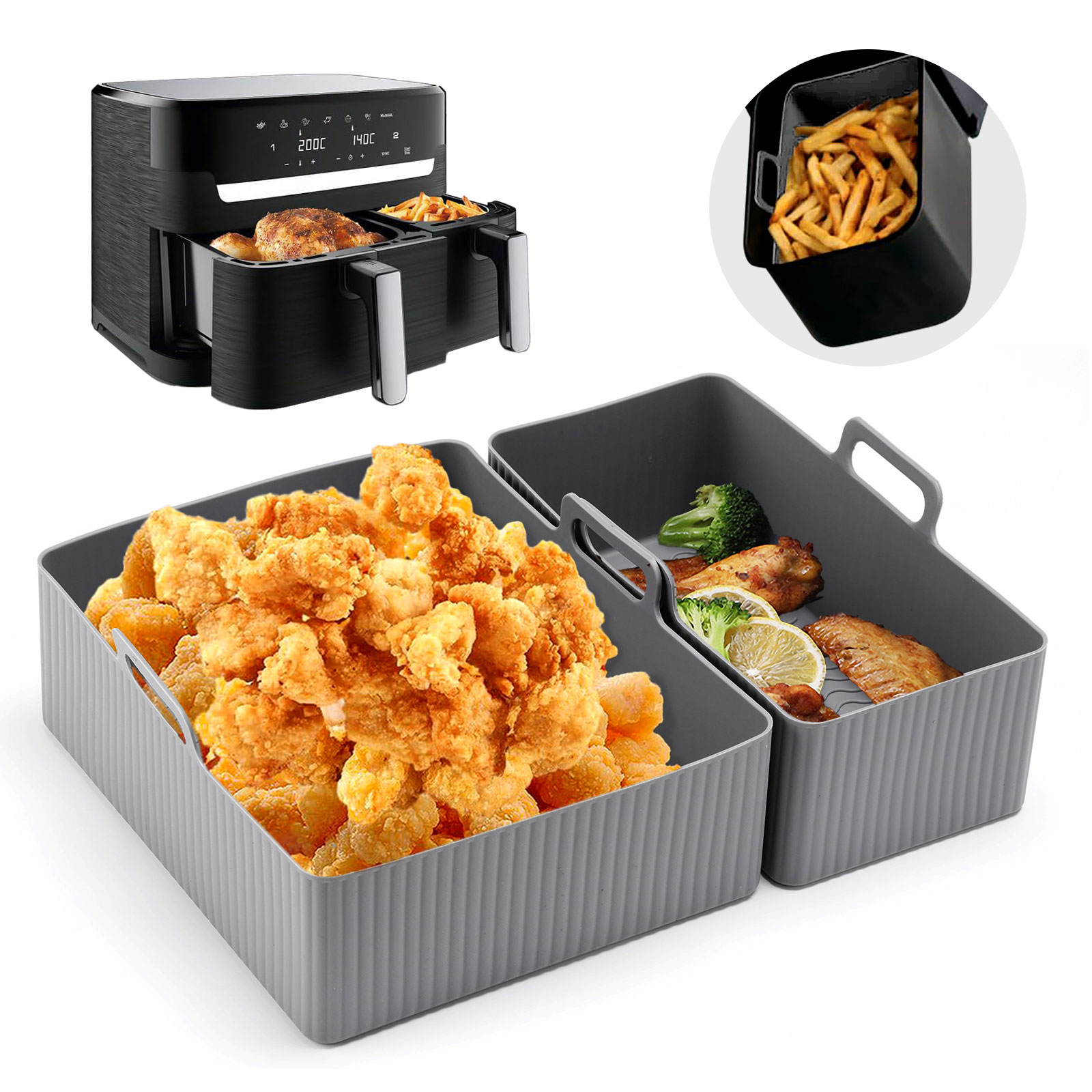 2 قطعة مجموعة سيليكون الهواء ا - مراجعة Air Fryer Silicone Pot Liner وسعره